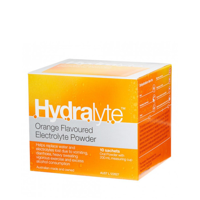 Hydralyte Electrolyte Powder Orange Flavour 10x 5g Sachets
