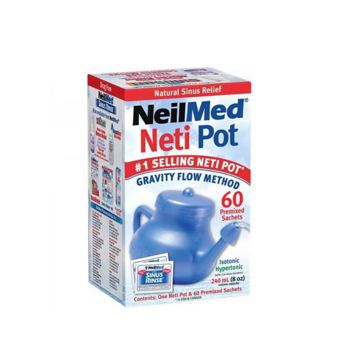 NeilMed NasaFlo Neti Pot + 60 sachets